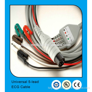 Universal 6 PIN 5-Lead ECG Cable with Pinch (AHA)